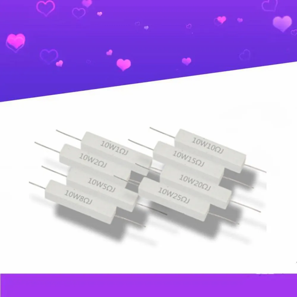 

10W Ceramic Cement Resistor 5% 10 Pcs In A Pack 0.1R 0.5 1 2 3 4.7 10 20 50 100 Ohm 6.8k 0.25R 0.5R 3R 27R 12R 100R