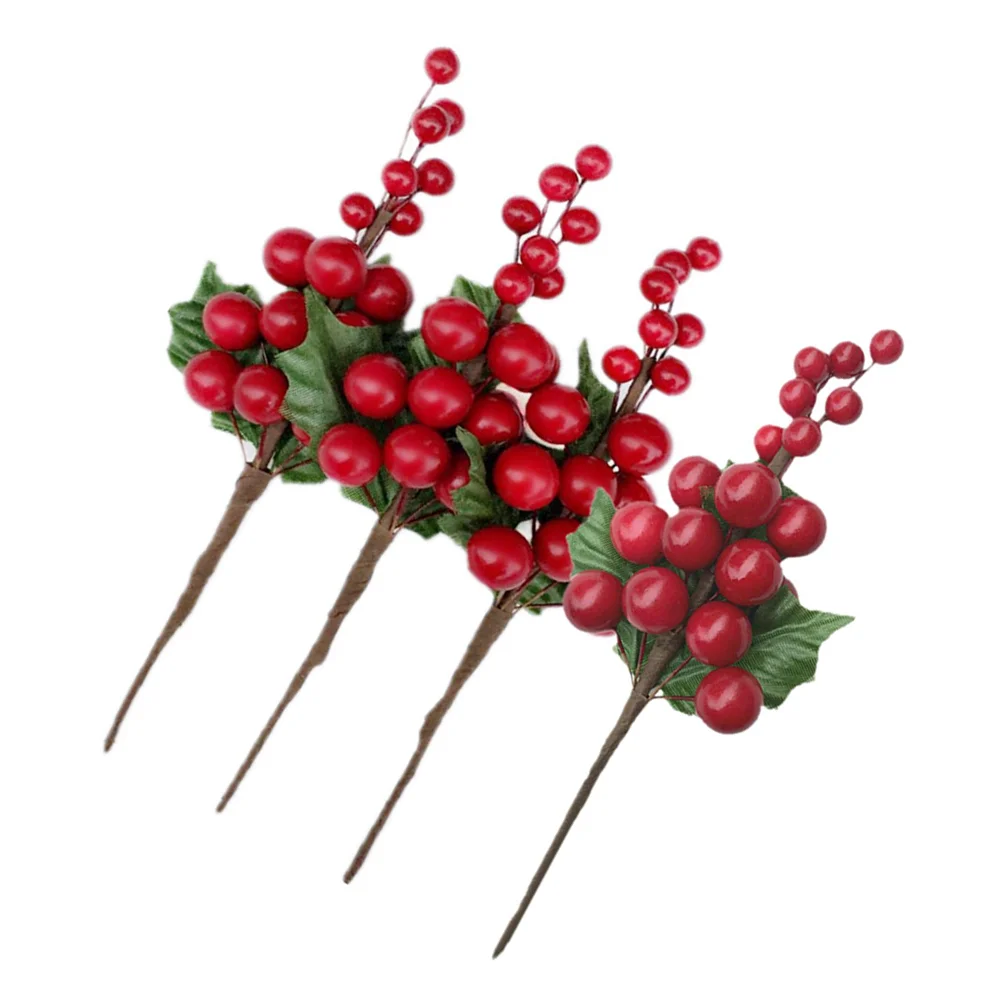 

Berry Branches Christmas Berries Decorartificial Holly Simulation Tree Ornaments Fake Red Picks Pinedecorating Flowers