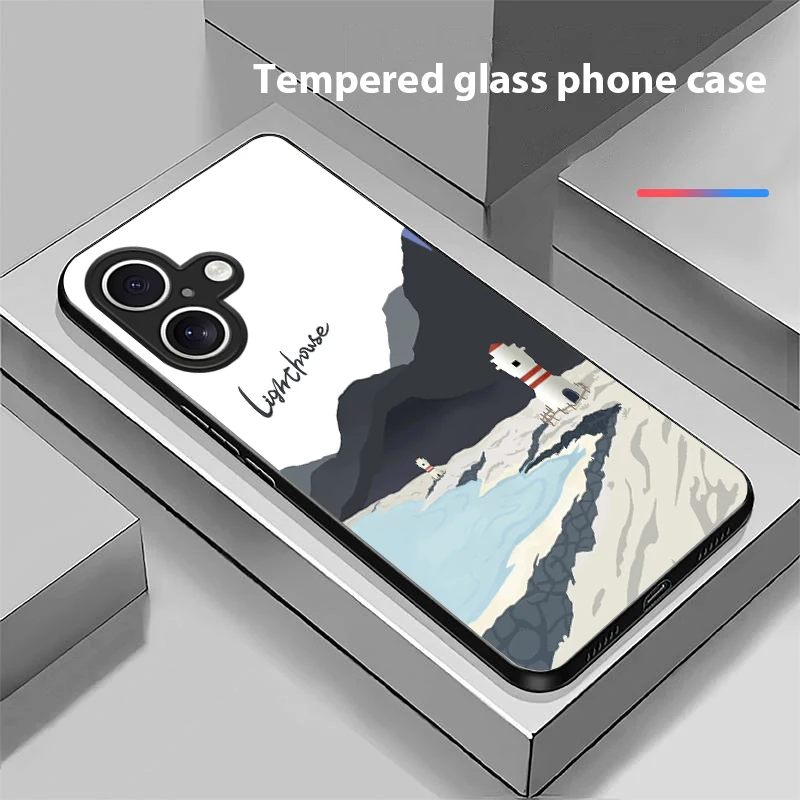 Чехол для телефона из закаленного стекла Western Sun Island Apple iPhone 16E 16 E 11 13 15 P ro 14 Pro Max 12 Mini