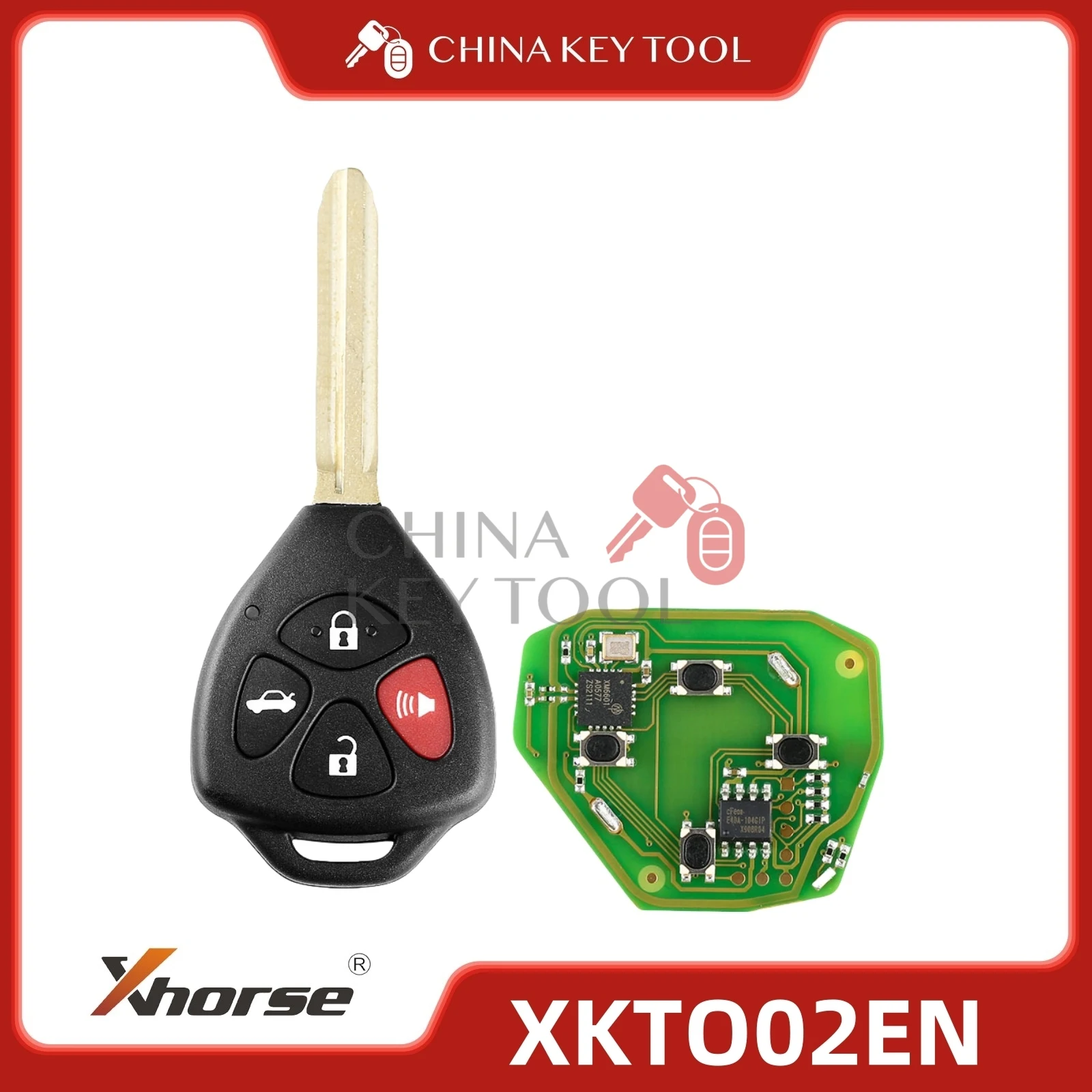 

1PCS Xhorse Wire Flip Remote Key For Toyota Style Triangle 4 Buttons XKTO02EN