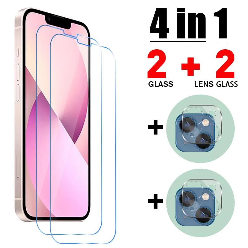 

4 in 1 Tempered Glass For iPhone 13 12 11 Pro Max 13 12 Mini Camera Lens Glass For iPhone XR XS Max X SE 2020 7 8 6S Plus 6