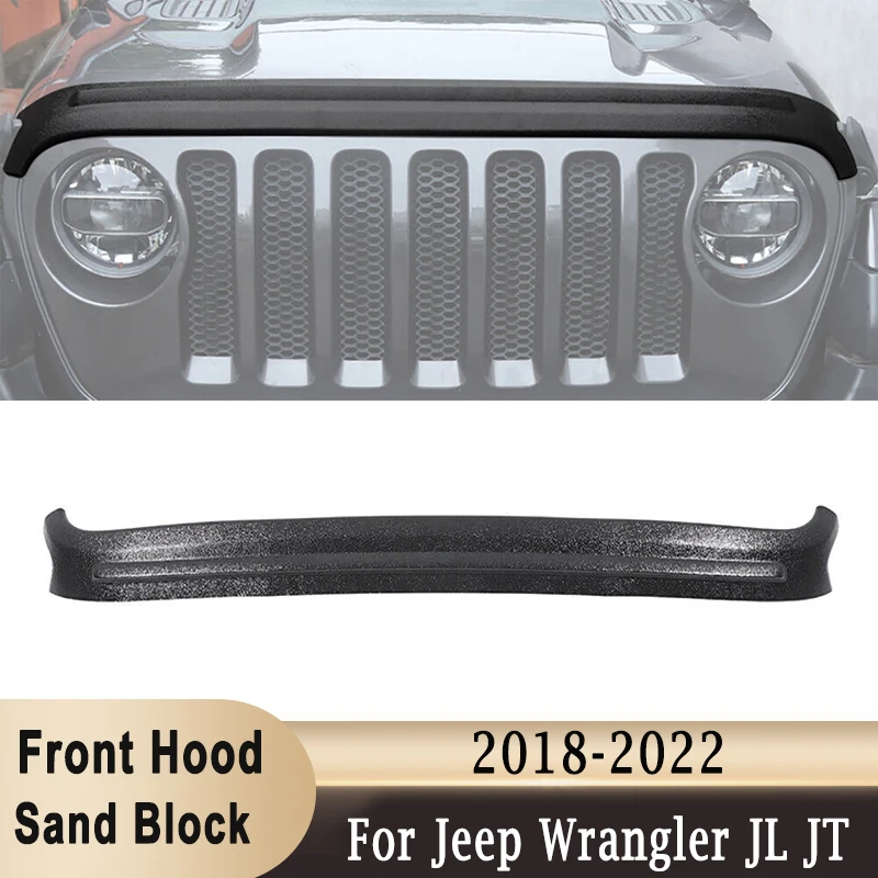 

Front Engine Hood Bezel Cover for Jeep Wrangler JL JLU JT 2018-2022 Off-Road Guard Front Hood Sand Block Protection Matte Black