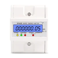 din rail 3 phase 4 wire electronic watt power consumption energy meter wattmeter kwh 5 80a 380v lcd backlight display