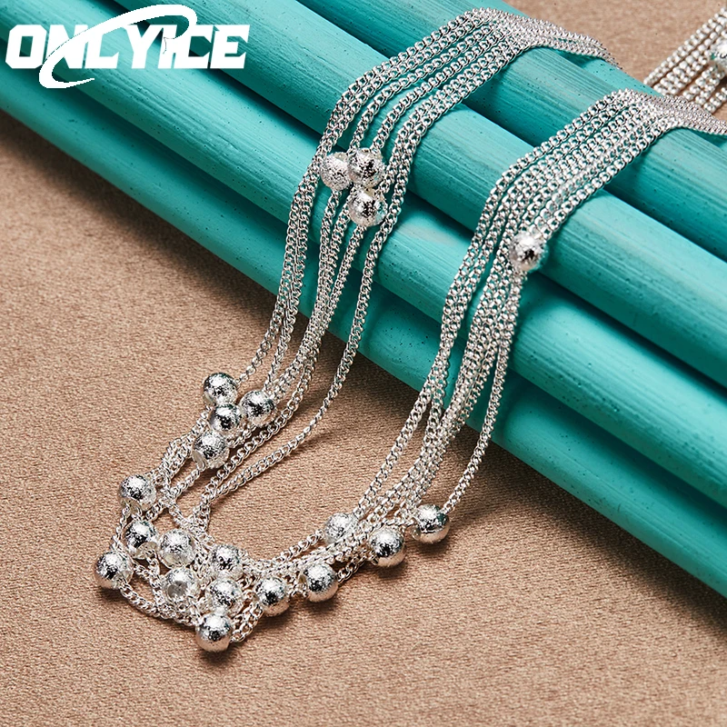 

925 Sterling Silver Charms Multi-Chain Hanging Beads Necklace For Woman Fashion Party Graceful Jewelry Accessories Wedding Gift