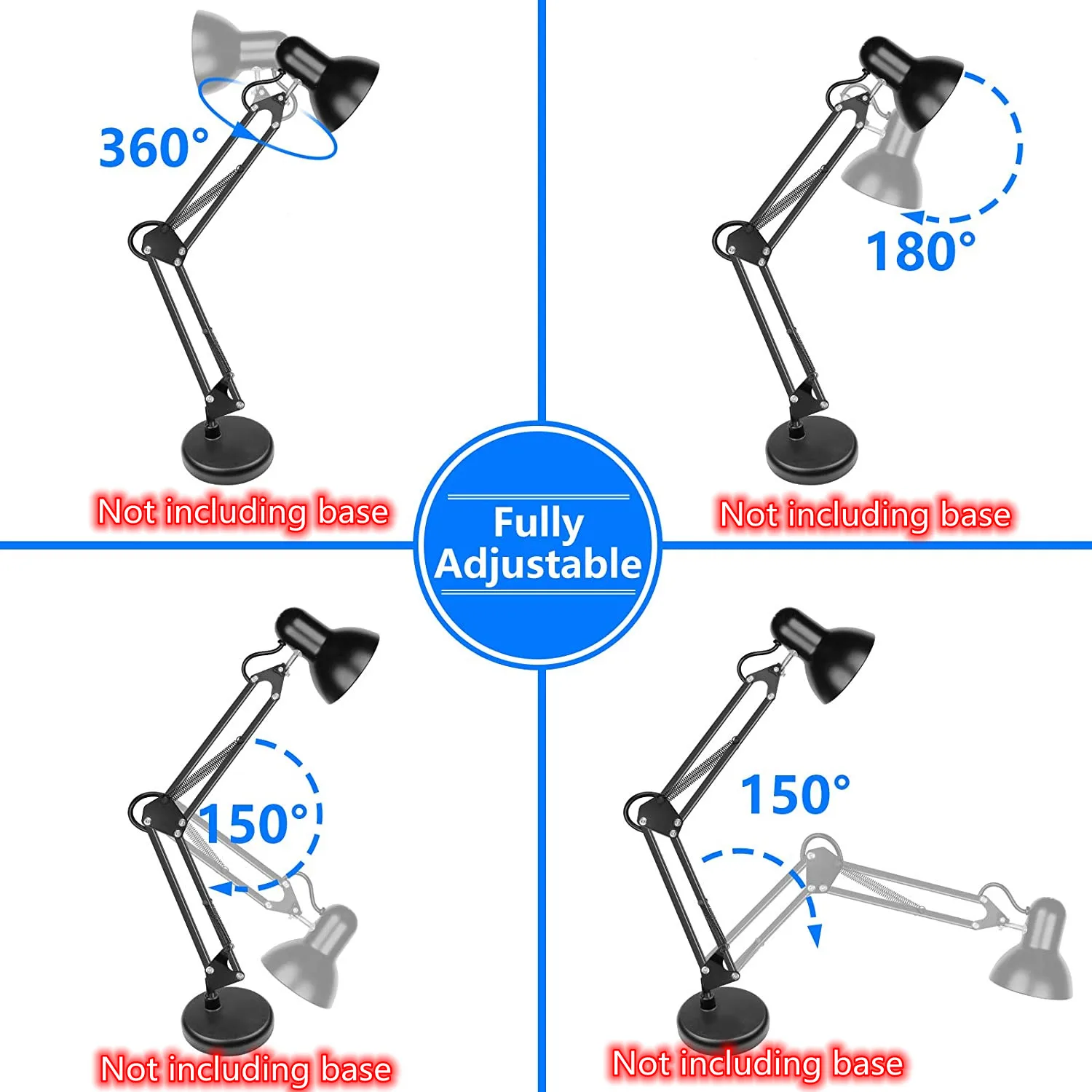 Table Lamp with Clamp, Folding Swing Arm Lamp School Desk Lamps with E27/E26 Blub, for Home/Office/Study/UV LED Nail Gel Lights