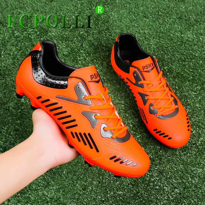 

2022 Hot Sale Soccer Shoes For Boys Orange Blue Long Spike Football Shoes Men Luxury Brand Outdoor Lawn Mens Sneakers