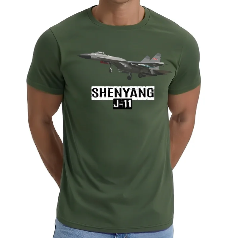 Фото Футболка Shenyang J-11 Jet Fighter, 100% хлопок, с круглым вырезом, летняя повседневная мужская футболка с коротким рукавом, размер S-3XL №4