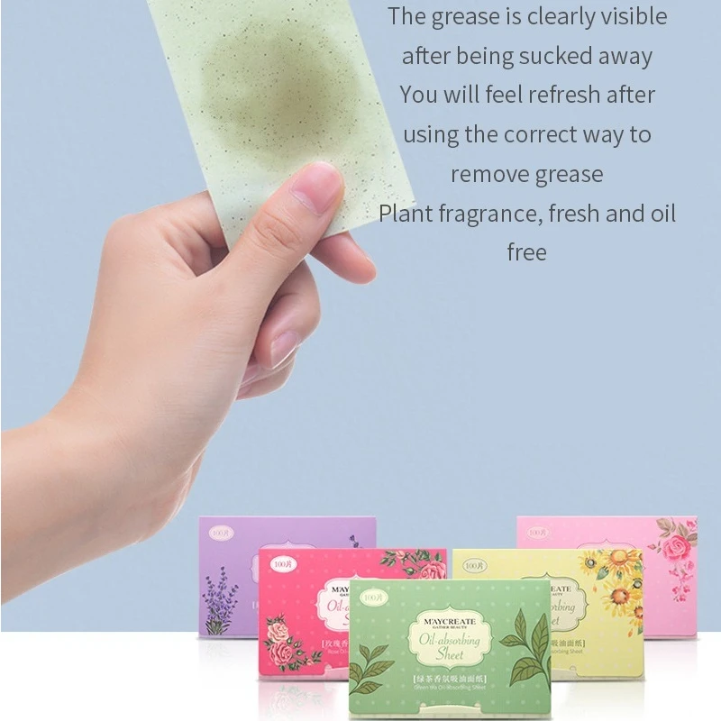 

100sheets/pack Green Tea Facial Oil Blotting Sheets Paper Cleansing Face Oil Control Absorbent Paper Beauty Makeup Tools