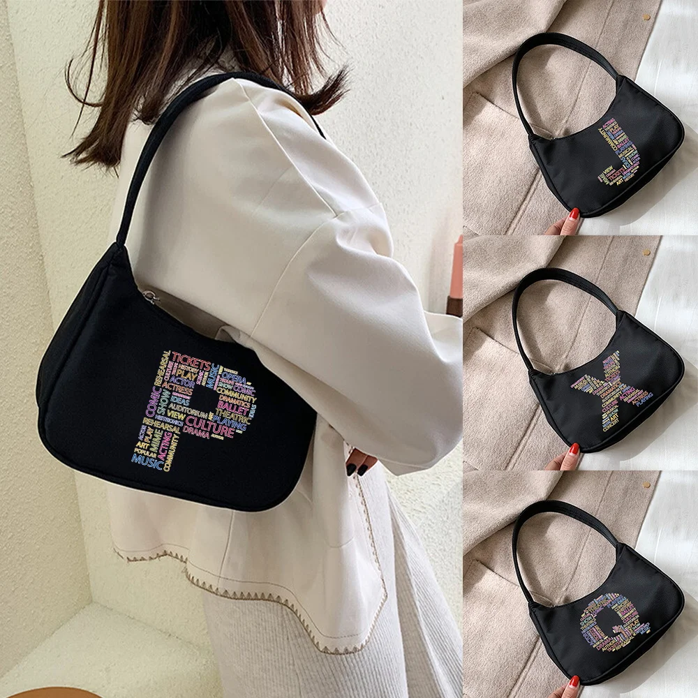

Women's Mini Underarm Bags Fashion Street Handbag Small Bag Text Letter Print Casual Underarm Bag Shopping Hobo Shoulder Bags