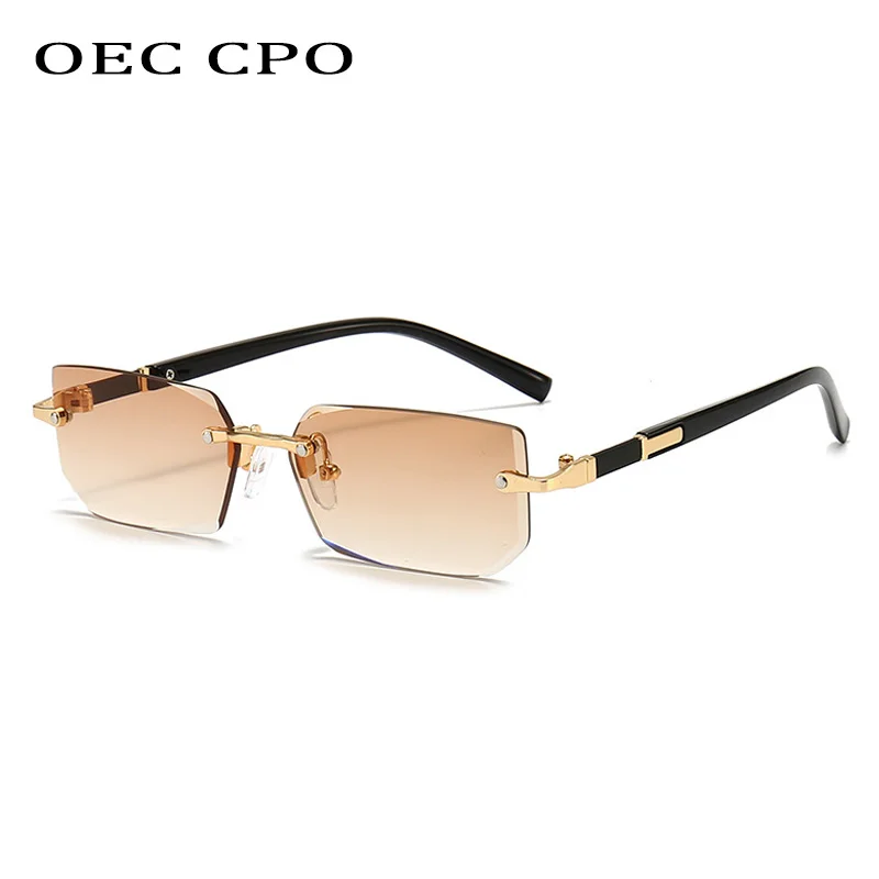 Солнцезащитные очки без оправы женские небольшие Модные прямоугольные