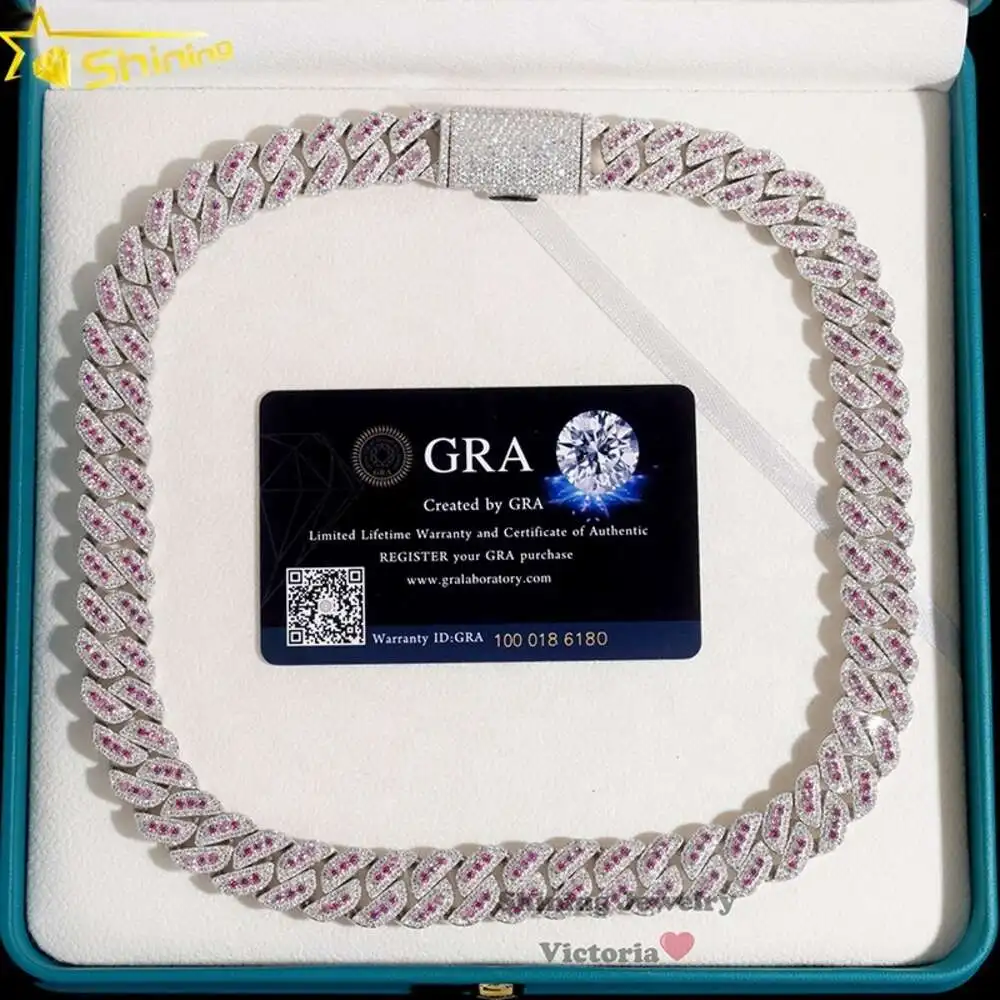 Женская Серебряная цепочка с муассанитом в стиле хип-хоп 15 мм