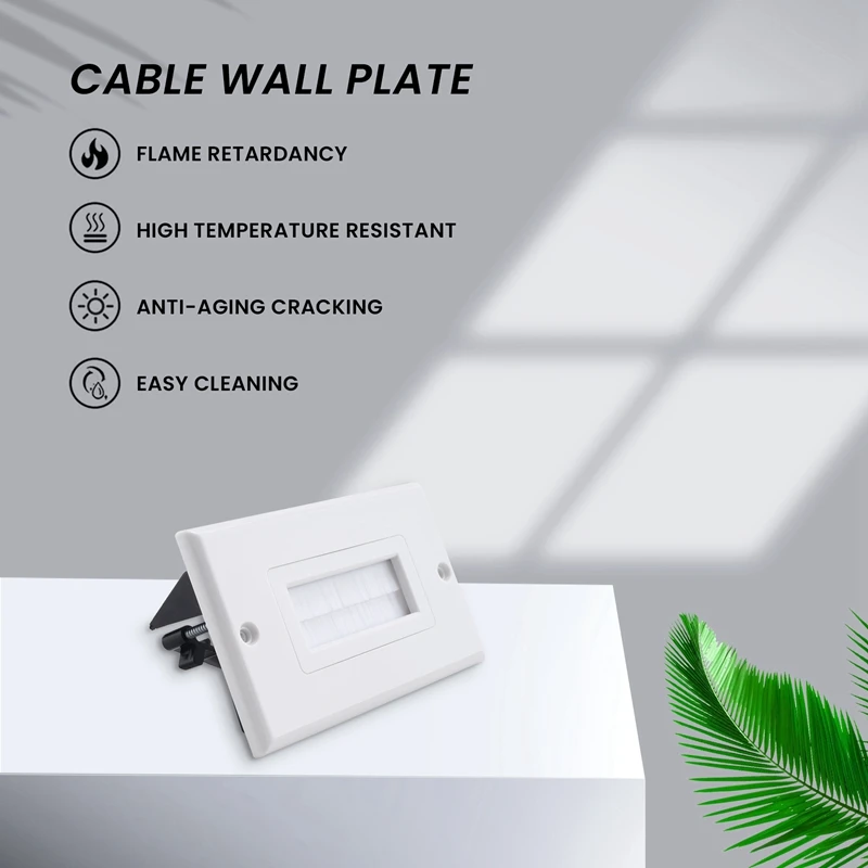 3 Pack Single Brush Wall Plate With Gang Low Voltage Mounting Bracket Cable Pass Through Insert For Wires