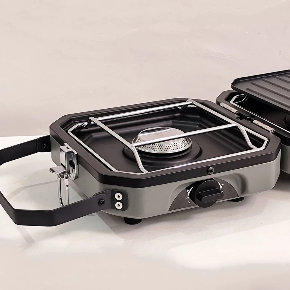 2-горелая походная плита складная с сковородой уличная газовая регулируемая