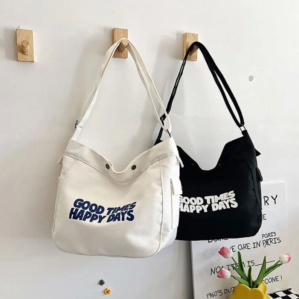 

Fashion Letter Canvas Bag Student Classroom Large Capacity Tote Bag Women Shoulder Bag Crossbody Bag Ladies Shopping Handbag