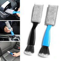 new double ended soft brush car interior air outlet dashboard cleaning brush detailing dust sweeping brushes tools