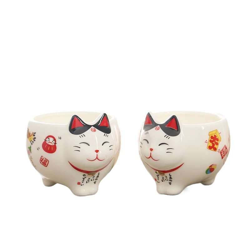 Фото Милый японский фарфоровый чайный сервиз Lucky Cat, креативный керамический чайный сервиз Maneki Neko с ситечком, милый чайник с котом Plutus, кружка №3