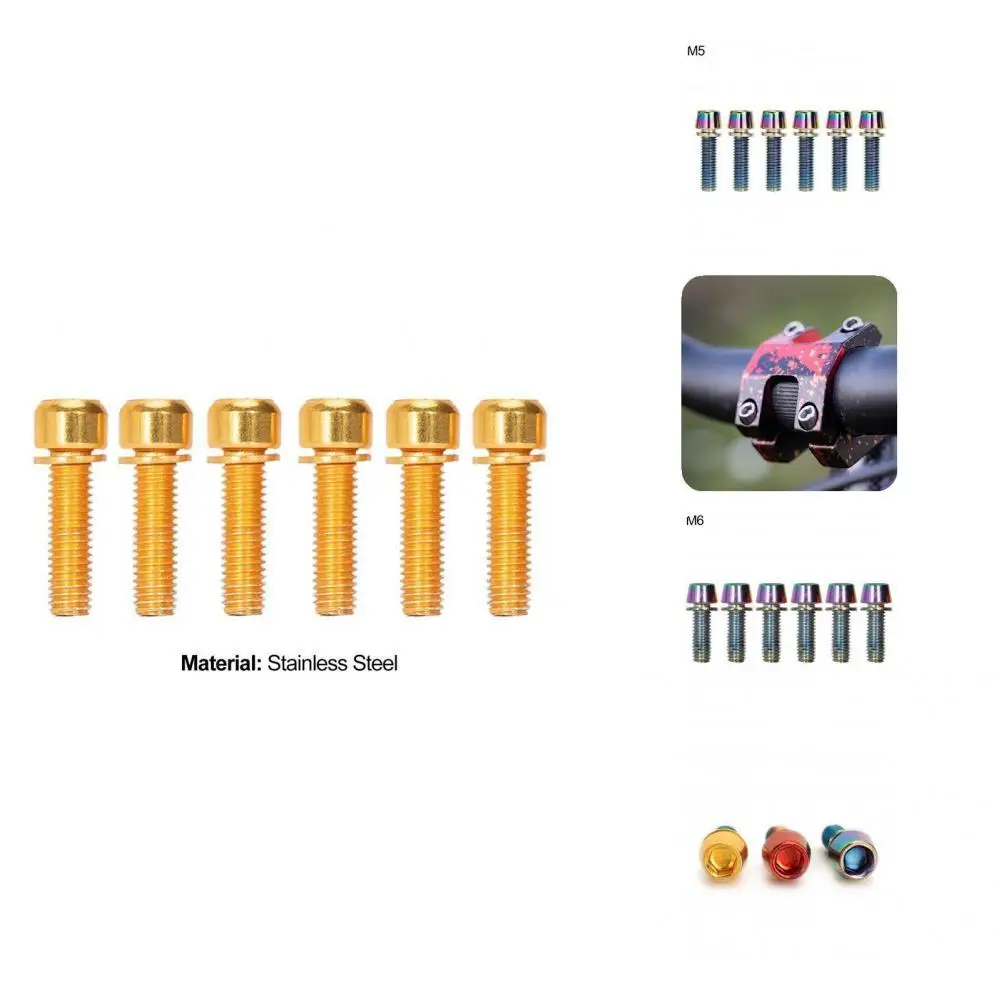 

Useful Bicycle Stem Screw Anti-oxidation Bicycle Supplies Multi-Use Bicycle Stem Screw Bike Stem Bolts Bike Bolts 6Pcs