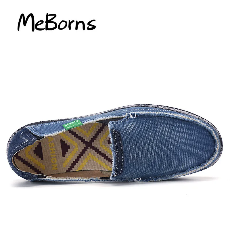 Мужские парусиновые туфли синие повседневные из джинсовой ткани без застежки на