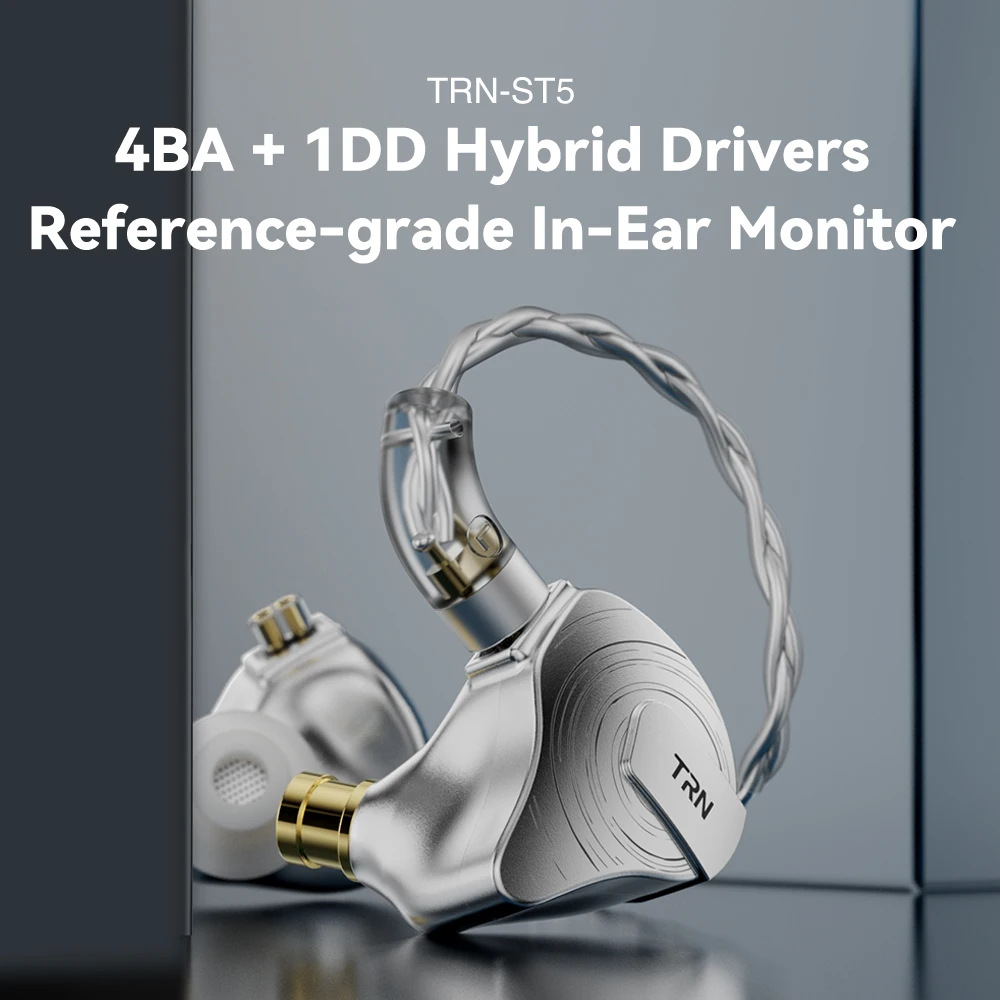 Наушники-вкладыши TRN ST5 4BA 1DD гибридные Hi-Fi наушники с монитором и шумоподавлением