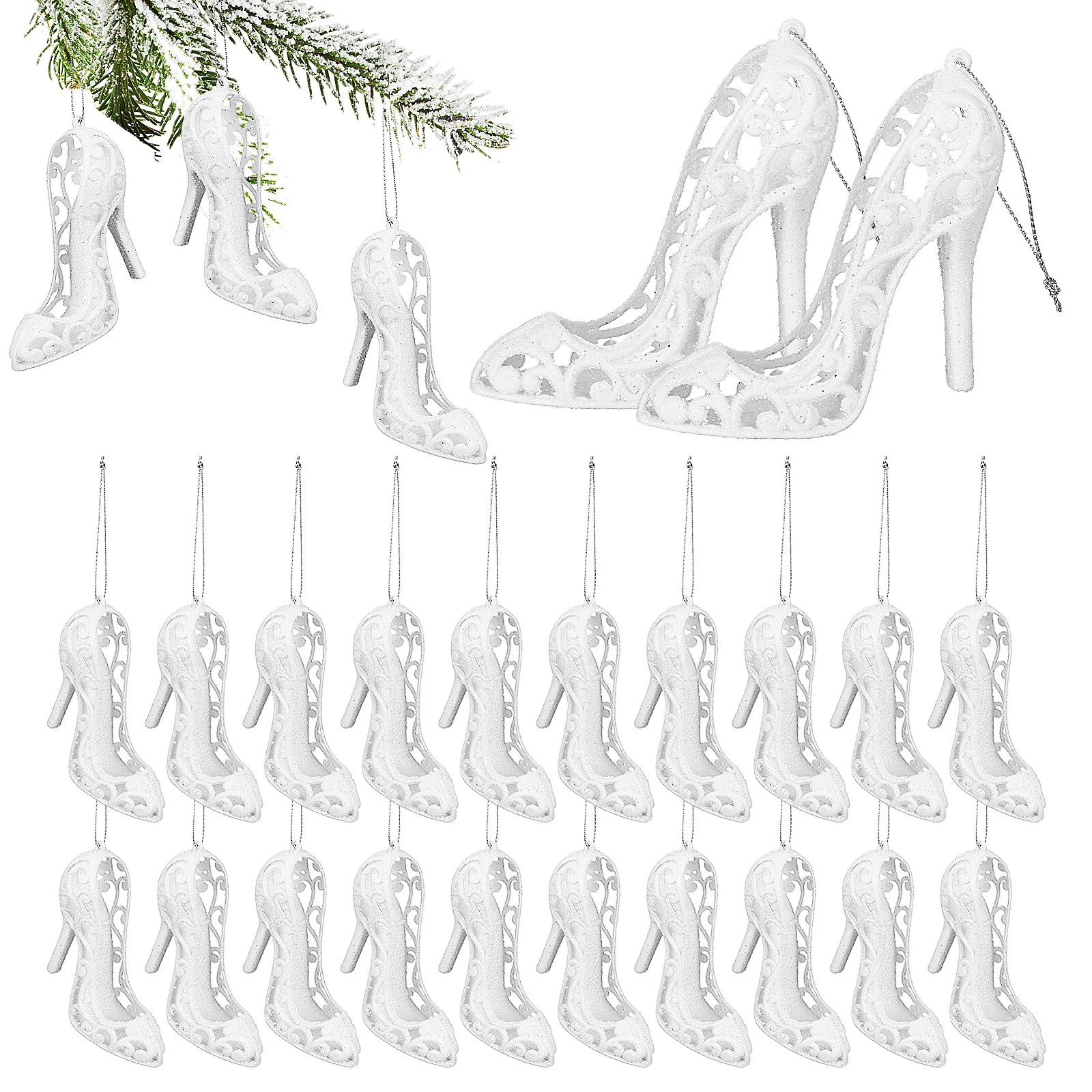 

24pcs Christmas Ornaments Hanging High Heels Novelty Christmas Tree Decors Party Favors