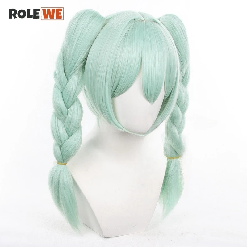 Парик для косплея зайчика Miku зеленые длинные термостойкие искусственные волосы