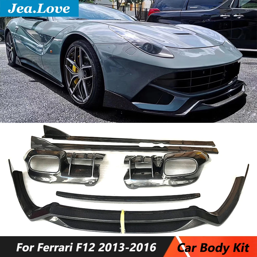

Стильные боковые юбки для переднего бампера, заднего спойлера, из углеродного волокна или кованого волокна для Ferrari F12 2013-2016, комплект кузова...