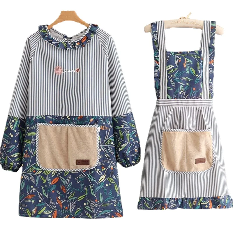 

Фартук для кухни в Корейском стиле, модный фартук с длинными рукавами и капюшоном, женский комбинезон на талию для взрослых