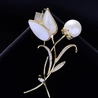 korean version of elegant temperament pin simple tulip brooch suit womens accessories jewelry two color optional corsage