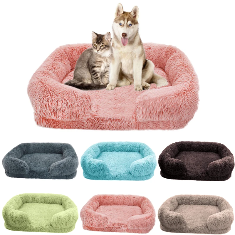 

Dog Cat Bed Pet Square Plush Kennel Medium Small Dog Sofa Bed Cushion Super Warm Pet Dog Bed House Pet Supplies Accessories