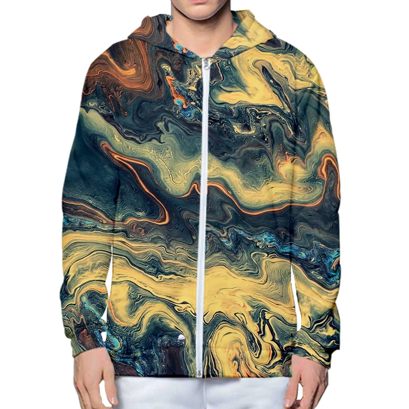

LCFA Newest Golden Gradient Hoodies 3D Print Hip Hop Unisex Zip Hoodie Autumn Harajuku All-match Hoodie Drop Shipping Couples