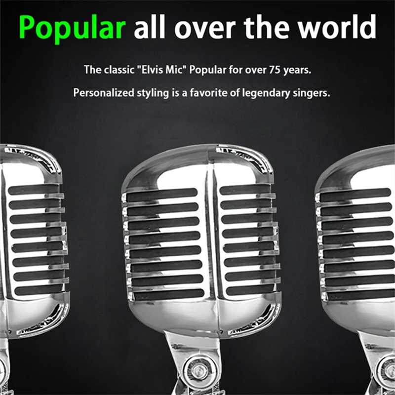 Vintage Metal Microphone For 55SH Classic Dynamic Wired Handheld Mic Live Recording Karaoke Studio