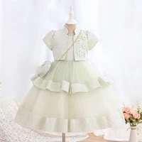 children princess summer dresses applique flower pink vest dresses baby girl princess wedding dress with bag
