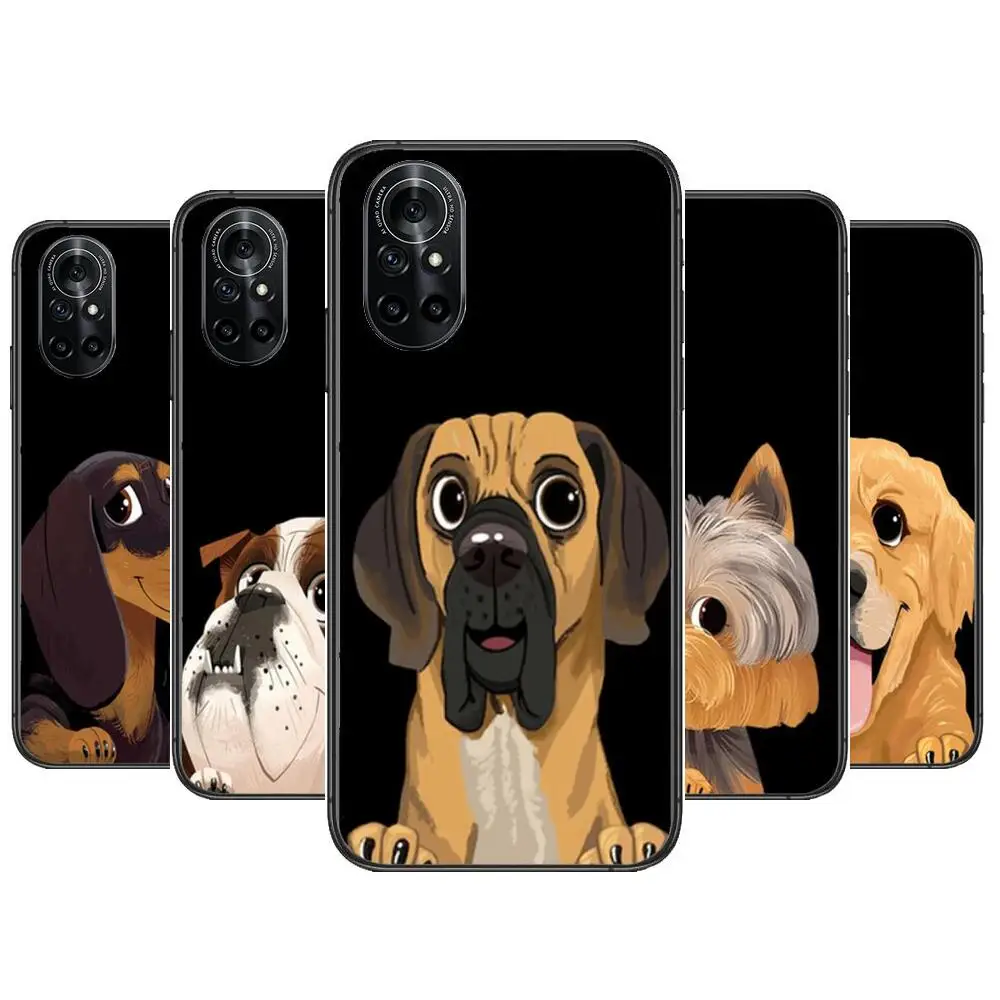 

Cute Pug Dog French Bulldog Clear Phone Case For Huawei Honor 20 10 9 8A 7 5T X Pro Lite 5G Black Etui Coque Hoesjes Comic Fas