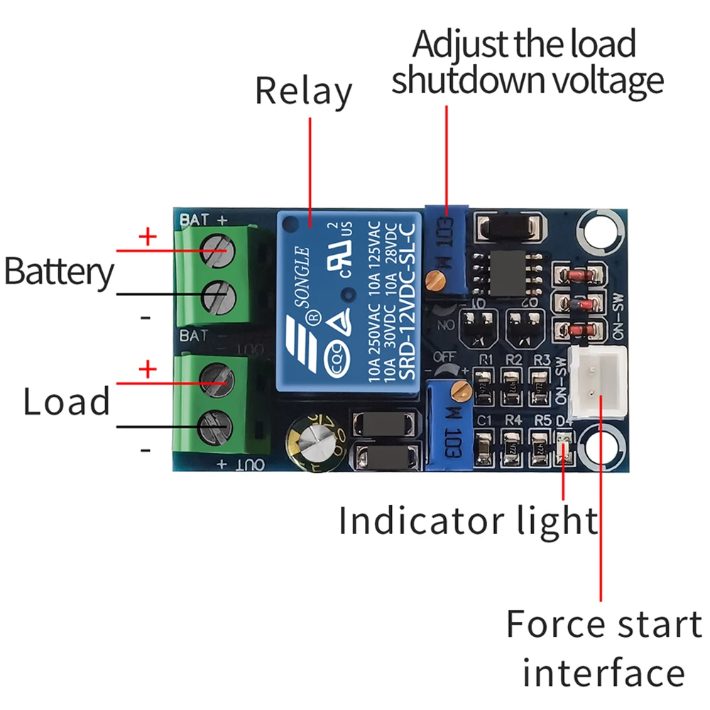 

12V Battery Low Voltage Cut off Automatic Switch Recovery Protection Board Undervoltage Switch Module Charging Controller Module