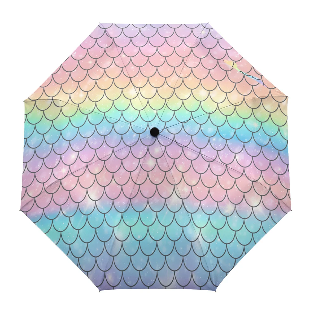 

Зонт-Русалка для мужчин и женщин, прочный портативный автоматический зонтик от дождя с принтом радуги и океана, складной