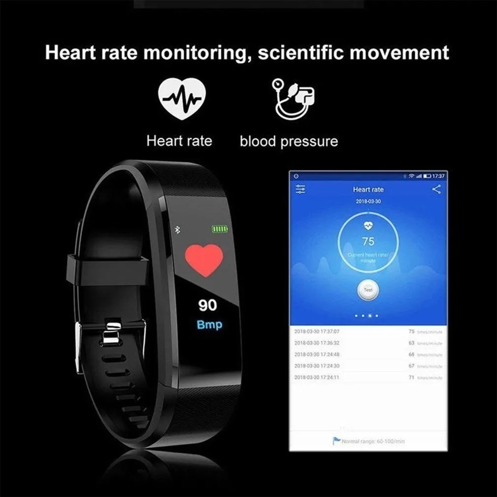 115 Plus Sport Fitness Tracker Watch Waterproof Heart Rate Blood Oxygen Activity Monitor Smart Watch Smart Bracelet Time Limited images - 6