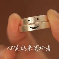 design niche smile s925 sterling silver couple ring ins fashion joker to send men and women friends confession to ring