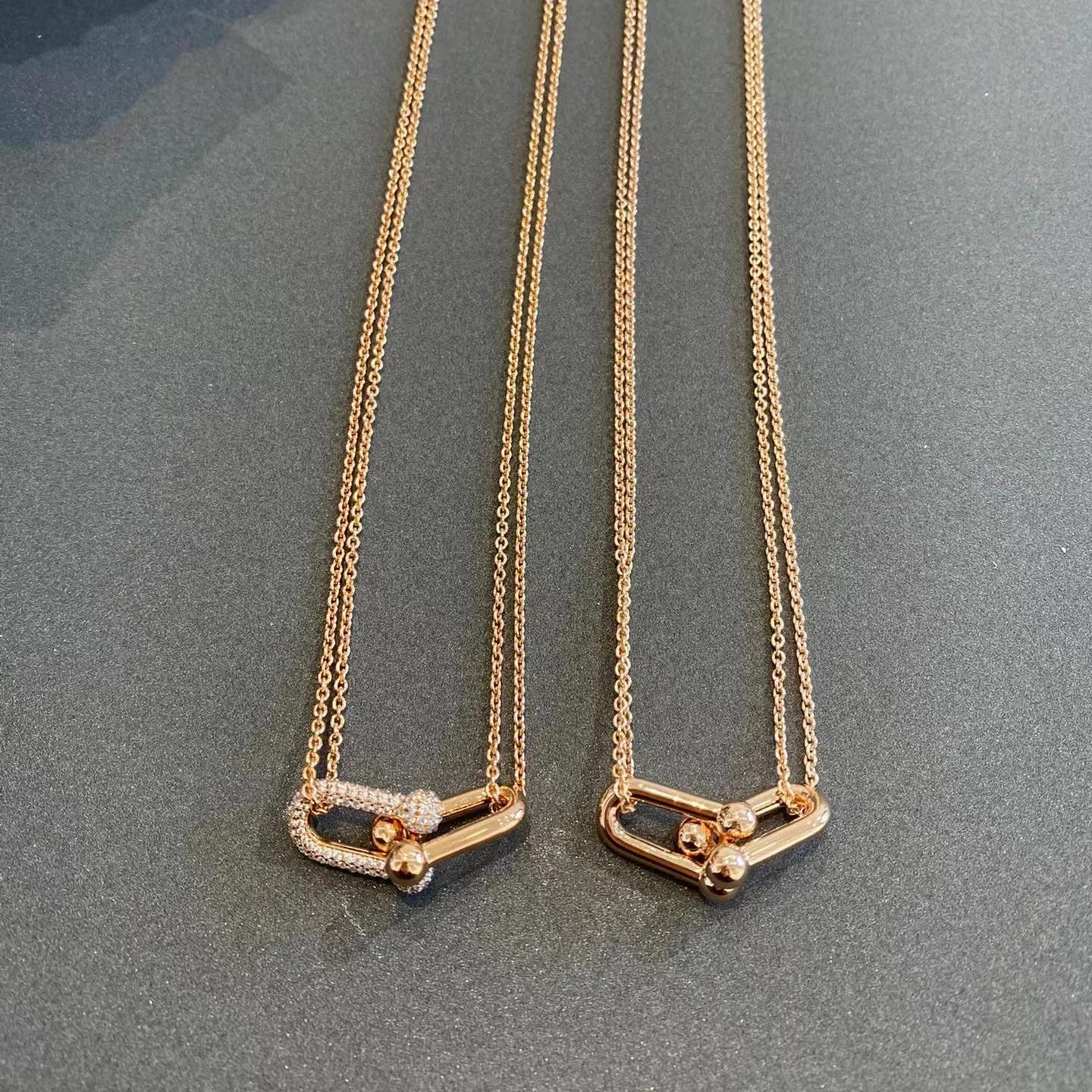 

Hot Designer Gold Silver Horseshoe Buckle Double Layer Locket Necklace Women Luxury Brand Choker Jewelry Trend