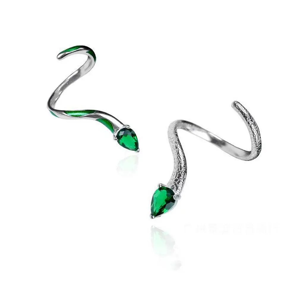 

Green ZirconRings for Women Snake Open Adjustable Knuckle Ring Female 2022 Fashion Jewelry Spirit Ring Temperament Jewelry
