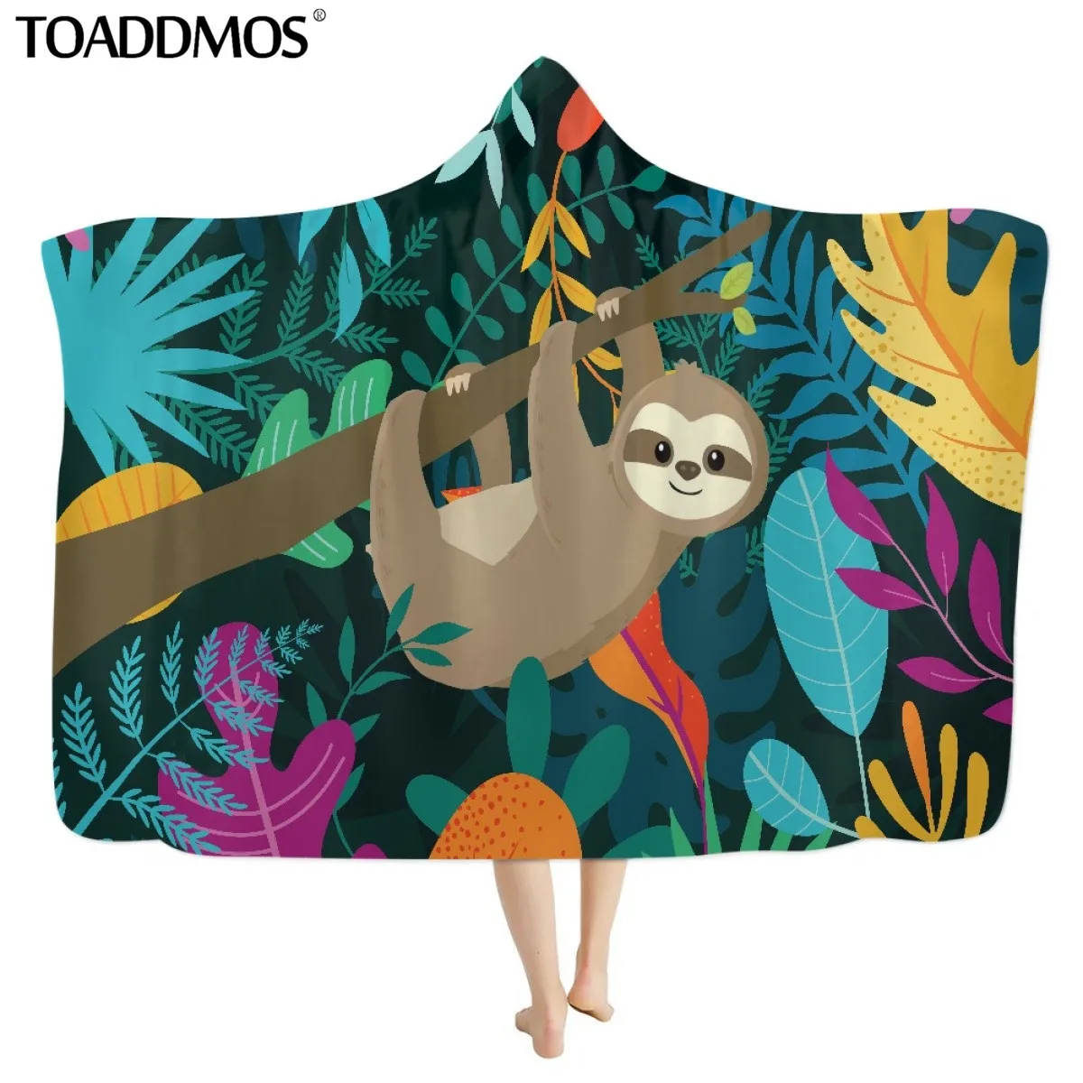 

TOADDMOS Cartoon Funny Sloth Oversized Wearable Hoodie Blanket Comfortable Throw Blankets Wrap for Men Women Teenagers Kids Gift
