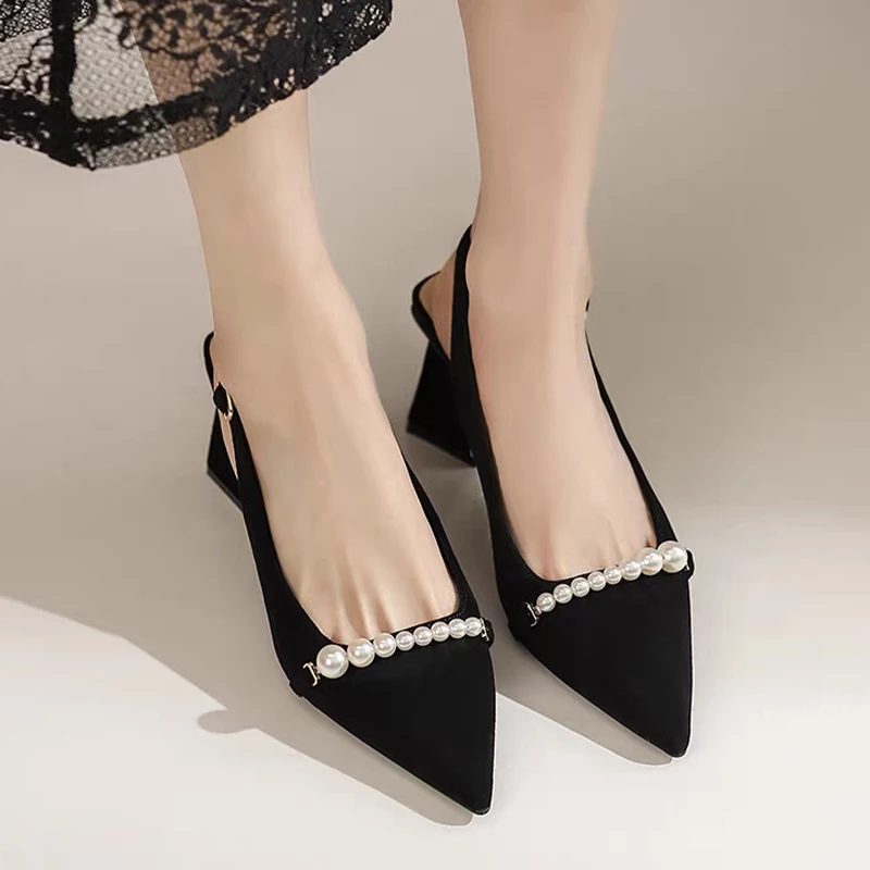 

Сексуальные женские туфли на высоком каблуке, остроносые массивные сандалии, модные классические женские брендовые туфли-лодочки, Новинка лета 2023