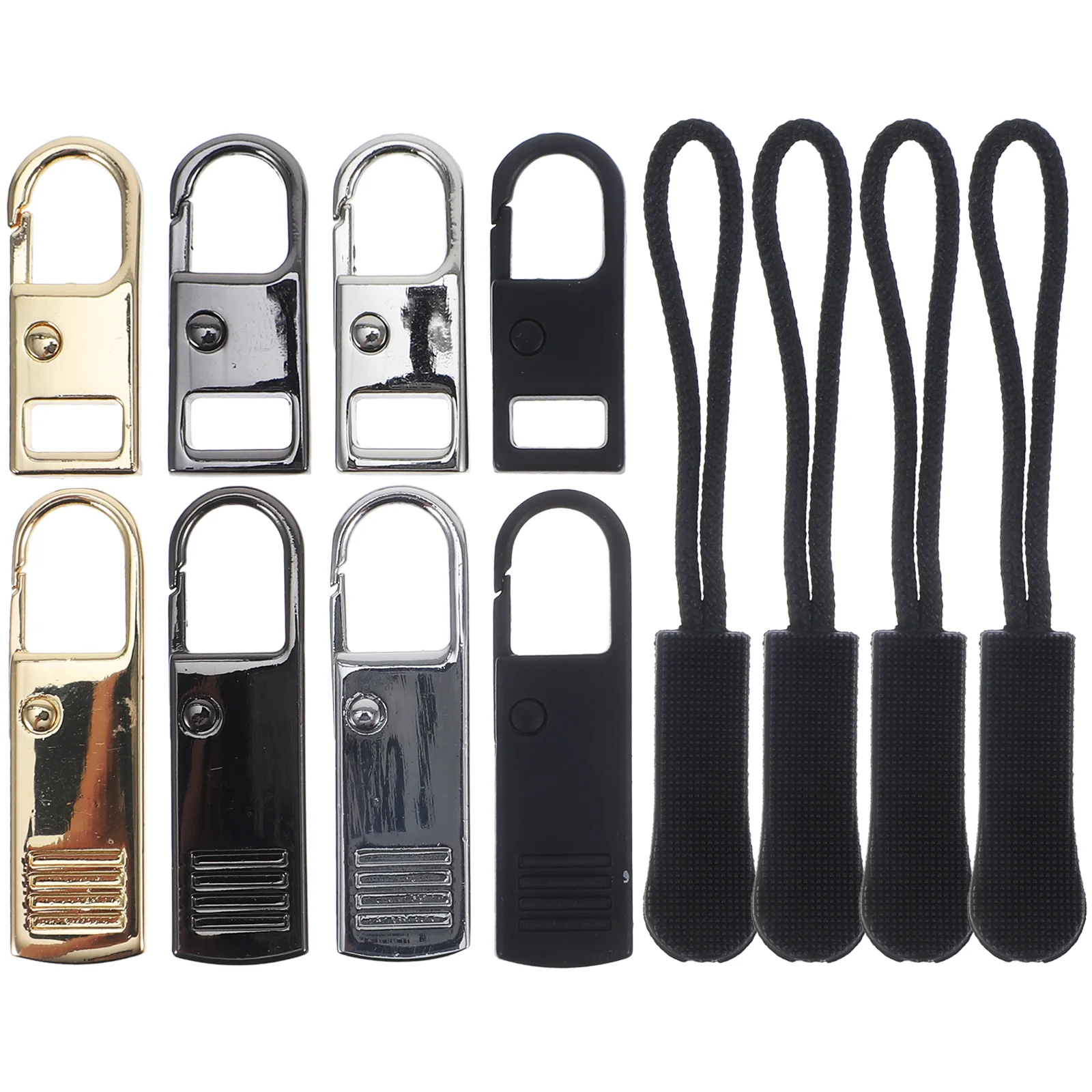 

12 Pcs Zipper Set Metal Pull Replacements Repair Kit Clothes Clothing Puller Tag Pulls Zippers Jackets Sets Head