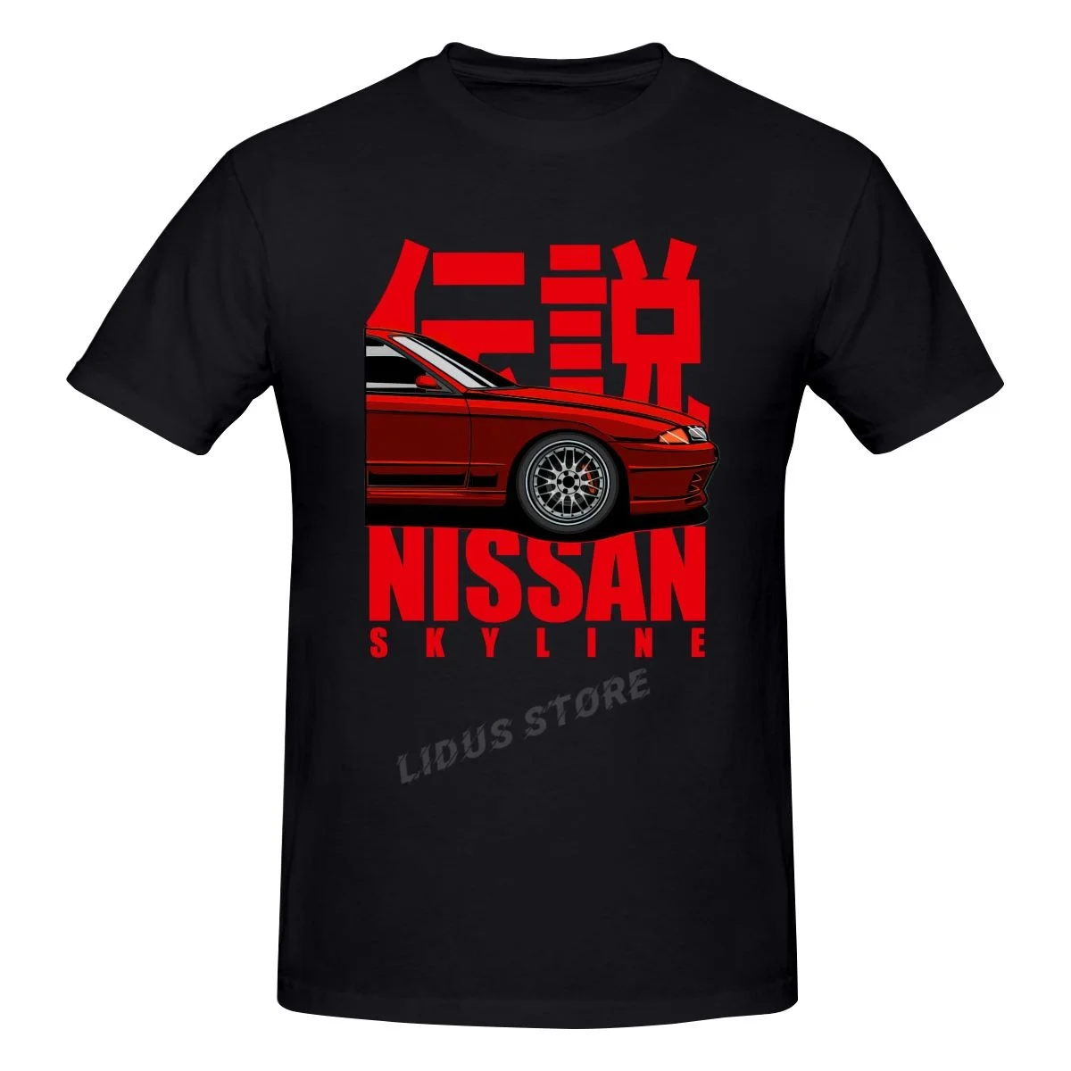 

Red Nissan Gtr Skyline JDM Car T shirt Harajuku Clothing Short Sleeve T-shirt 100% Cotton Streetwear Graphics Tshirt Tee Tops