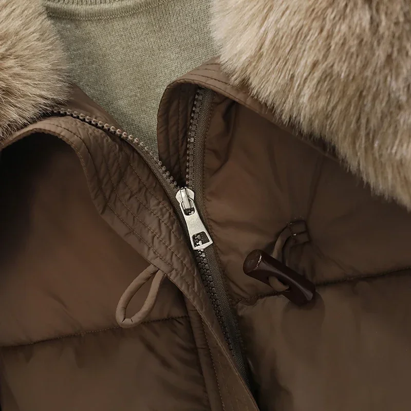 Новая модная куртка зимняя парка женское свободное пальто с большим меховым