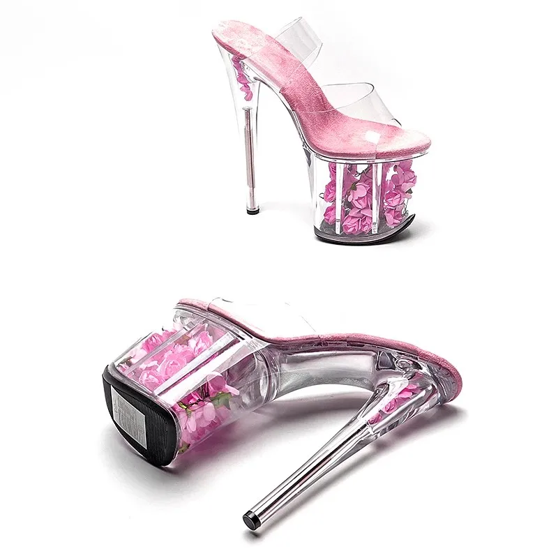 LAIJIANJINXIA новые цветные тапочки из ПВХ на высоком каблуке 20 см/8 дюймов пикантная