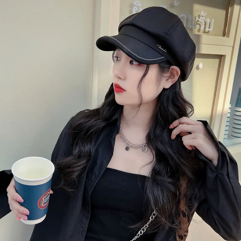 

Новинка 2022, берет с жемчугом, Шапка-бини для женщин в стиле ретро, французский художник, Модная элегантная восьмиугольная уличная одежда, ке...