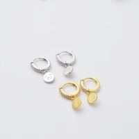 s925 gold and silver disc earrings earrings earrings earrings all match niche design fashion sense earrings simple women