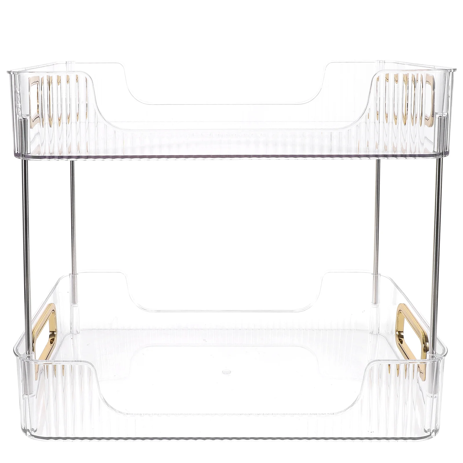 

Bathroom Vanity Organizer Countertop Storage Shelf Rack Cosmetics Display Stainless Steel Sink Stationery 2 tier