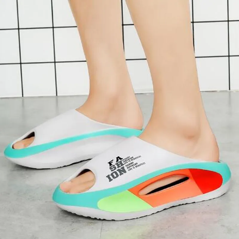 

Men Women Letter Print Colorful EVA Thick Shoe Men's Slippers Non-slip Casual Shoes Summer Fashion Outsides Beach Style Slippers