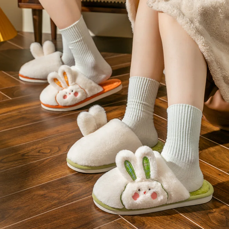 Lovely Bunny Plush Slippers for Women Kawaii Fluffy Winter Warm Women Slippers Indoor Cute Winter Plush Comfortable Slippers